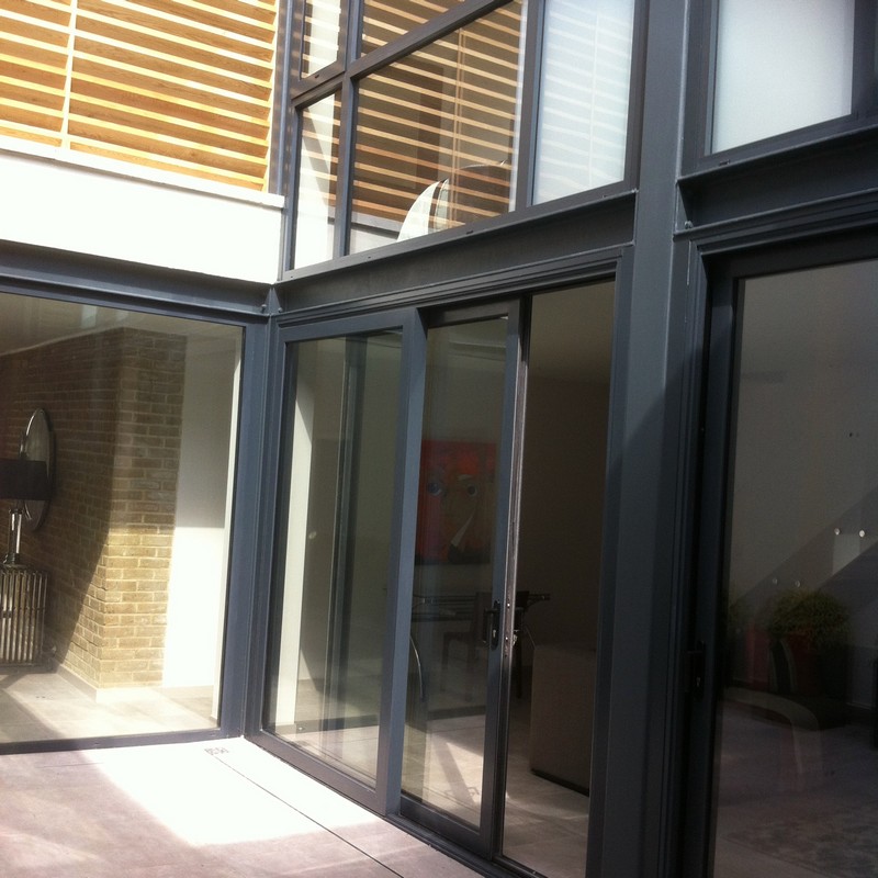 Anthracite aluminium sliding patio doors fitted in St John's Wood