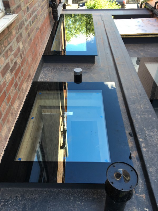 Multiple flat roof skylights on extension in St John's Wood